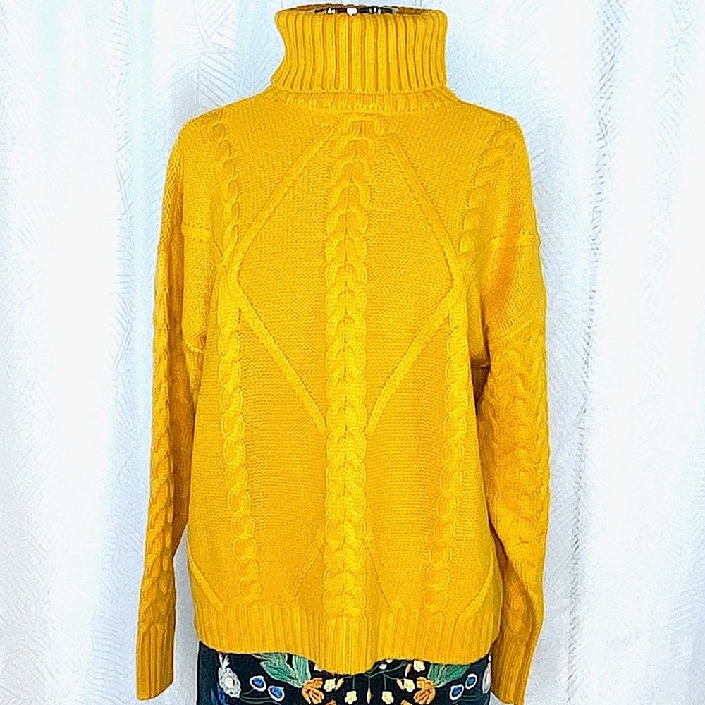 Oversized Yellow Knit Turtleneck Sweater